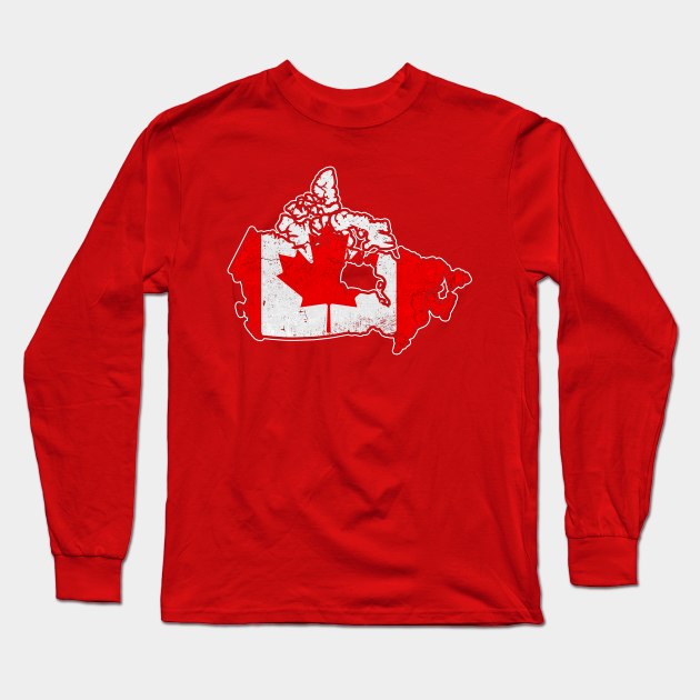 Canada Flag / Map Long Sleeve T-Shirt by EddieBalevo